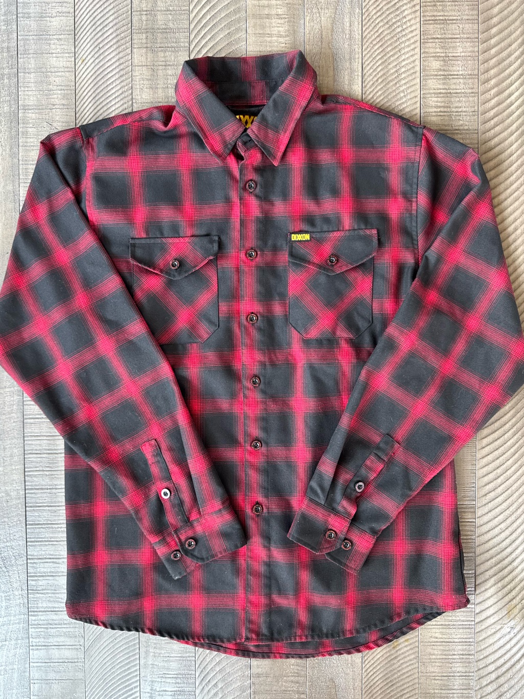 Dixxon Griffin Flannel Black & Red Plaid Flannel Button Down Shirt Men’s Size L